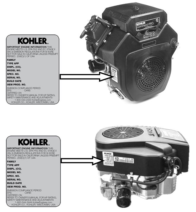 How To Locate Your KOHLER Engine Details